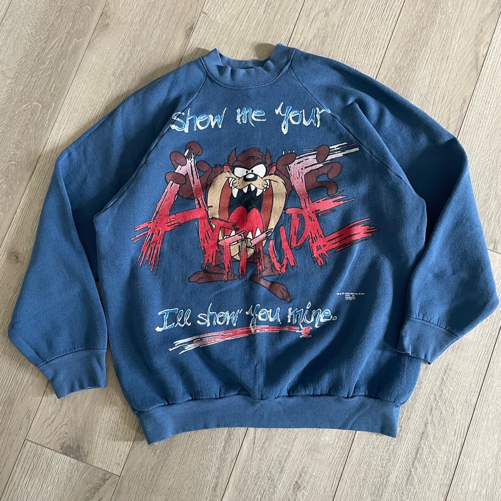 1995 Vintage Warner Bros. “Show Me Your Attitude” Taz Graphic Crewneck Size XL